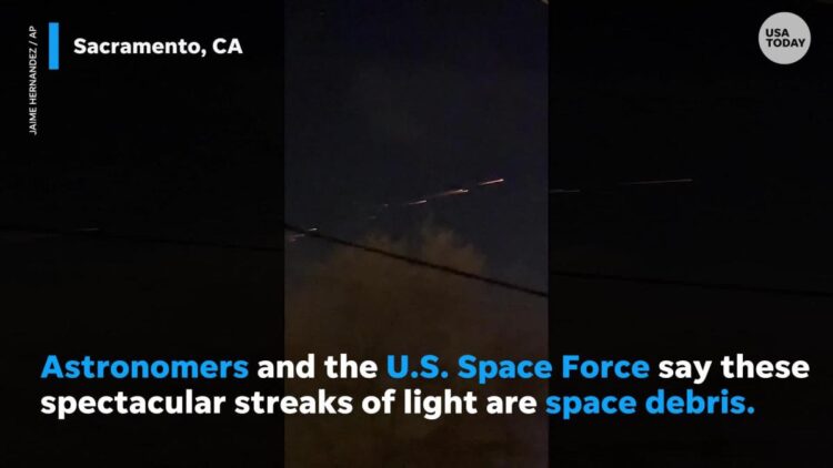 Fiery streaks over California skyline said to be space junk from International Space Station