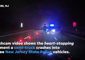 Dashcam shows moment of impact as semi-truck crashes into three NJ State Police vehicles