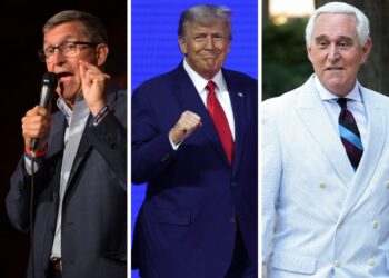 Donald Trump bizarrely claimed that his phone got hacked by the ‘radical left’ when he dialed into an evening prayer session with Roger Stone and Michael Flynn