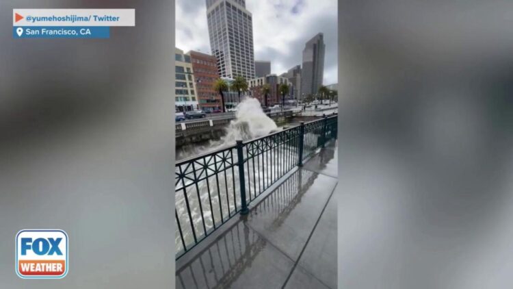 Rough waters in San Francisco during atmospheric river