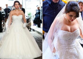 Selena Gomez spotted in wedding dress enjoying ‘a regular day at work’ after sharing relationship status