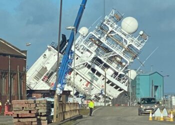Dozens injured after ship topples over in Scotland