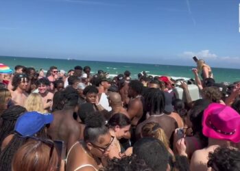 Spring breakers take to the beach in Fort Lauderdale, Florida