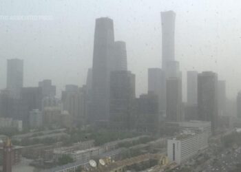 Beijing blanketed with floating sand and dust
