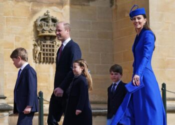King and Royal family attend first Easter Sunday service of his reign