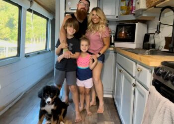 A family of 4 living in a solar-powered Greyhound bus share what a typical day looks like on the road