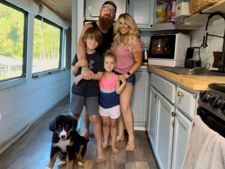 A family of 4 living in a solar-powered Greyhound bus share what a typical day looks like on the road