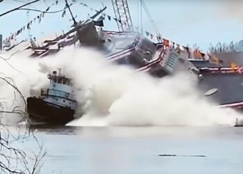 USS Cleveland Damaged After Crashing Into Tug During Launch, Navy Admits