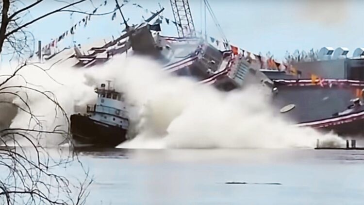 USS Cleveland Damaged After Crashing Into Tug During Launch, Navy Admits