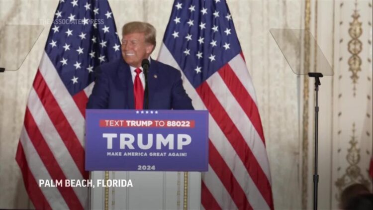 Trump addresses supporters after historic court date (CR)