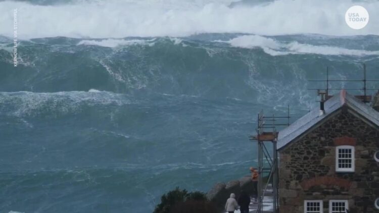 Powerful Atlantic storm whips up colossal waves along coast of United Kingdom