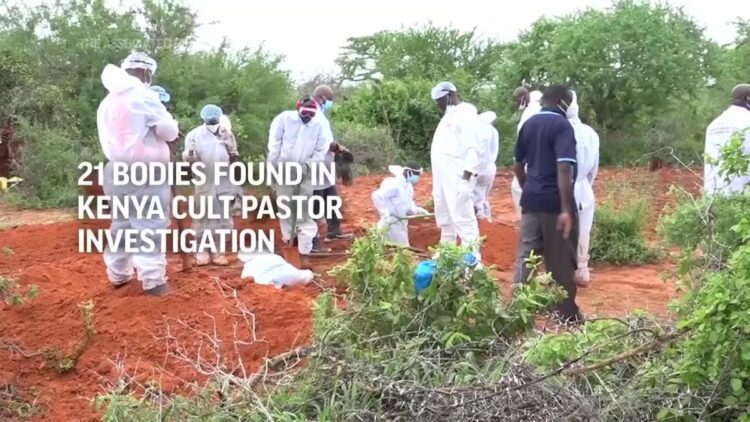 21 bodies dug up in cult probe of Kenya pastor