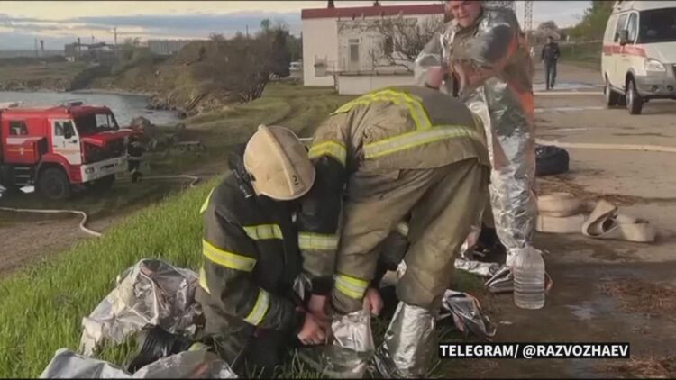 Crimea fuel depot on fire, Russian-held towns shelled in Ukraine