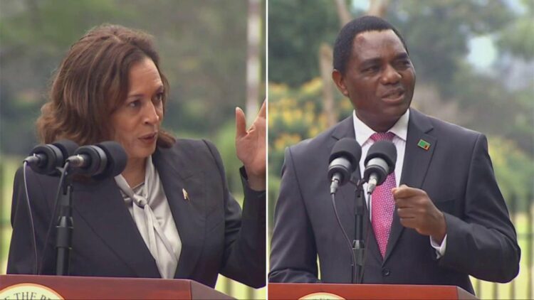 Kamala Harris declines to comment on Trump indictment – then Zambia’s president weighs in
