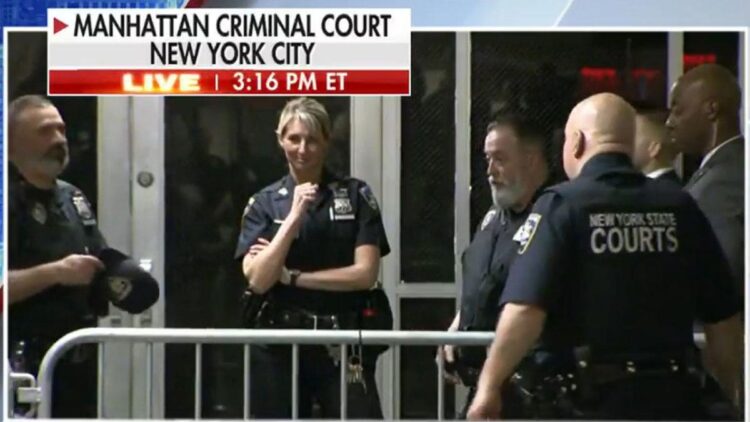 Trump arraignment viewers notice blonde officer while waiting for events to unfold