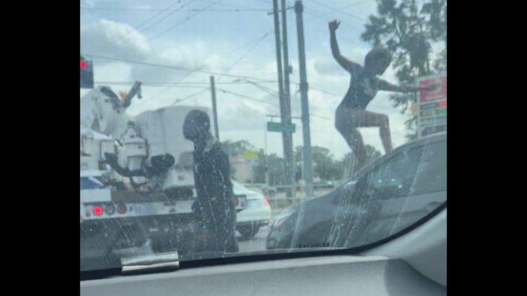 Video shows woman stomping windshield in road rage incident at Florida traffic light