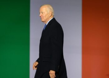 Biden strolled on stage to Irish punk band Dropkick Murphys as he greeted fans in Ireland. The band’s frontman famously called Trump “the greatest swindler” in history.