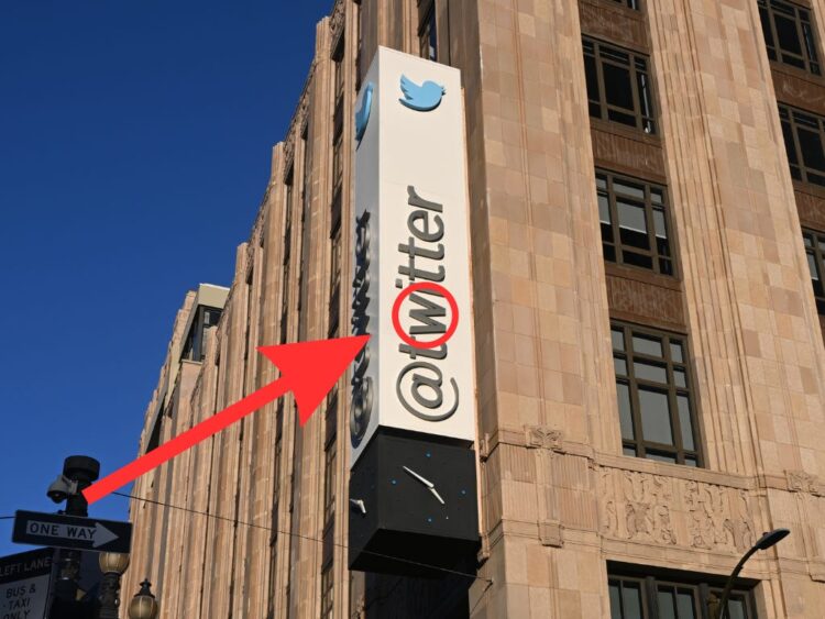 Elon Musk painted over the ‘w’ on Twitter’s sign at its San Francisco headquarters, changing it to ‘Titter’