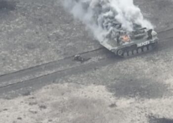 A video shows Ukrainian marines destroying a column of Russian tanks with US-made Javelin missiles