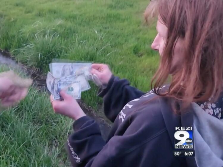A man threw stacks of $100 bills from his car window in a wild show of generosity. His family says he drained their bank accounts, leaving them broke.