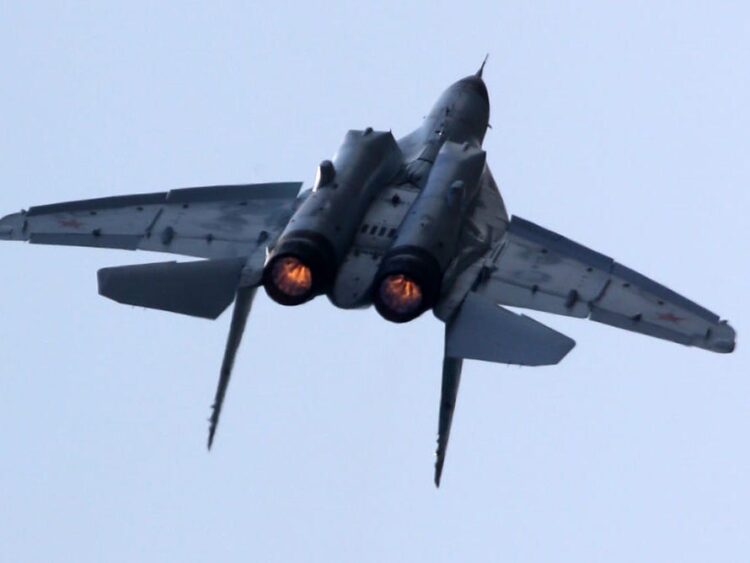 Videos capture Russian MiG-31 jet bursting into flames before it crashed into a lake