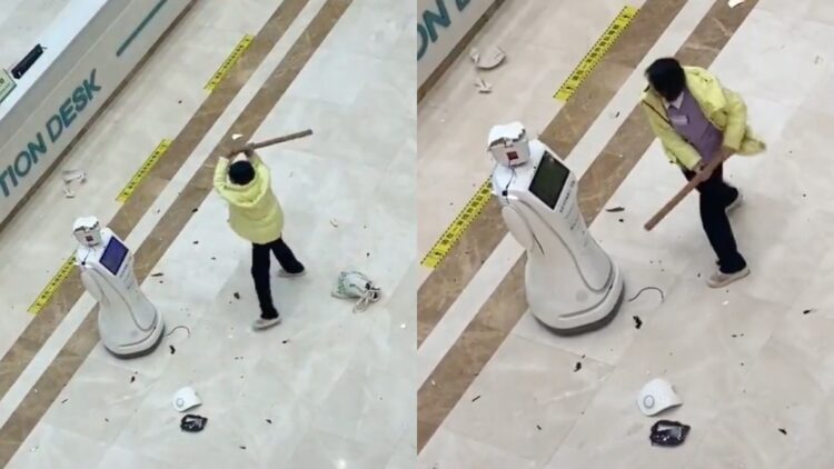 Woman videoed angrily smashing robot in Chinese hospital garners sympathy online