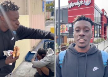 A YouTuber sparked outrage with a video where he appeared to offer food to a homeless man, then ate it in front of him