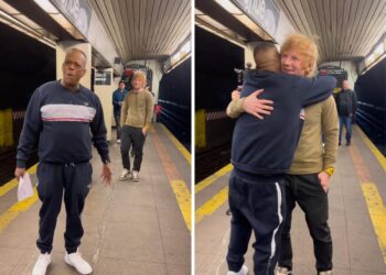 Ed Sheeran surprised a New York City subway singer performing his song and gave the man tickets to his show