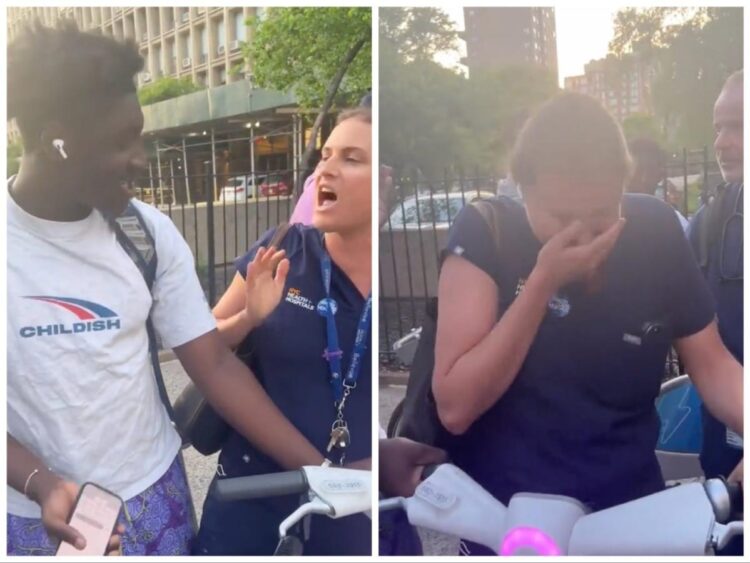 A viral video appears to show a white woman trying to take a bike from a young Black man, sparking outrage over racism and ‘weaponized’ tears