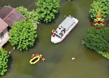 Drone footage shows scale of Italy’s flooded towns