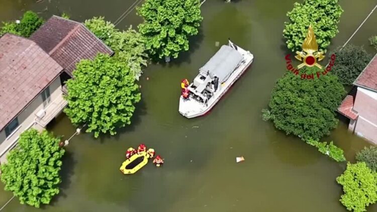Drone footage shows scale of Italy’s flooded towns