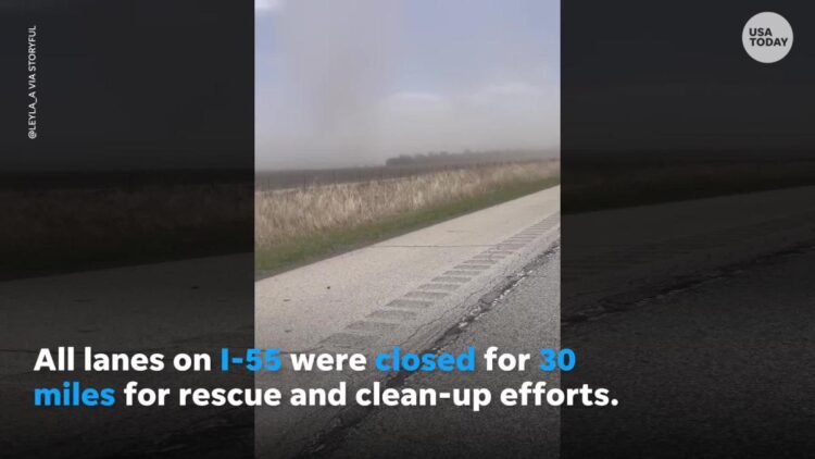Dust storm in Illinois causes massive pileup on I-55; several fatalities reported