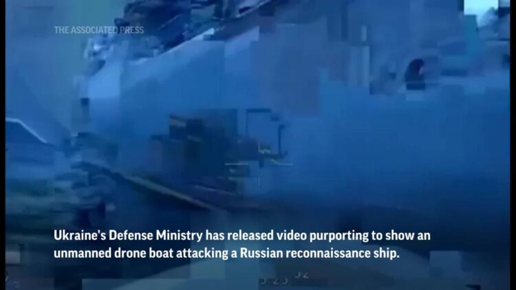 Ukraine video claims attacks on Russian ship
