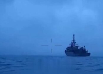 Video shows Russia’s Ivan Khurs ship attacked by drone