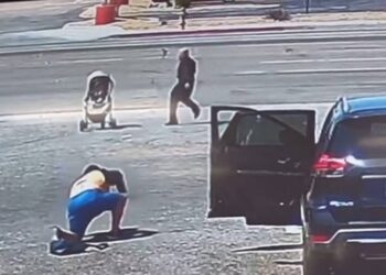 Woman can’t stop stroller rolling into traffic — so man rushes in, California video shows