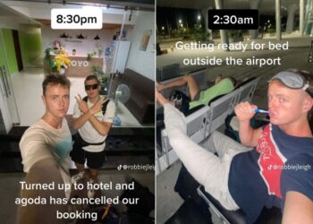 2 backpackers say they had to sleep outside an airport in Vietnam after their hotel booking was canceled at the last minute, and they documented the ordeal on TikTok