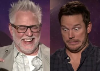 Chris Pratt had a very NSFW reaction to ‘Guardians of the Galaxy’ director James Gunn admitting he has a life-size prosthetic body double of the actor in his office