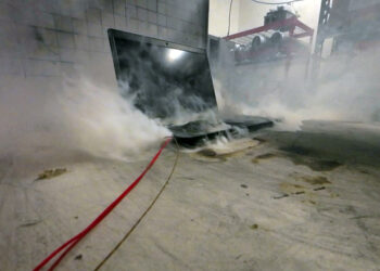 Test shows explosive power of a lithium-ion battery thermal runaway