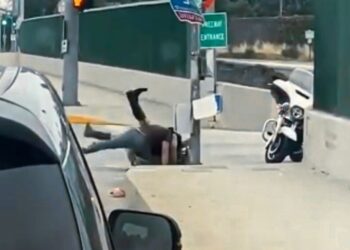 Motorist saw CHP officer pinned by man at 5 Freeway entrance. He rushed to save him