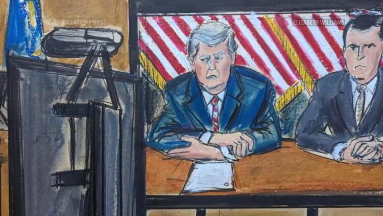 Trump appears virtually for court