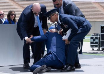 President Biden trips and falls while handing out diplomas at Air Force Academy graduation