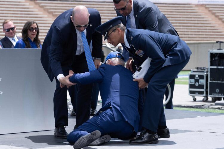 President Biden trips and falls while handing out diplomas at Air Force Academy graduation