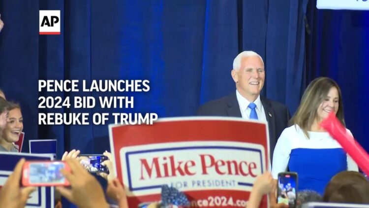 Pence launches White House bid with rebuke of Trump