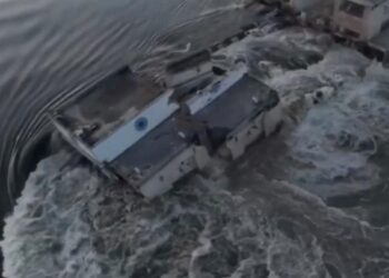 Mines are being swept away in the floodwaters and exploding after a key dam in Ukraine was destroyed