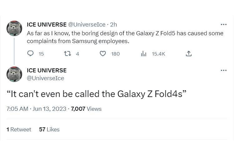 Samsung employees apparently unhappy with Fold 5, say “it can't even be called the Galaxy Z Fold4s”