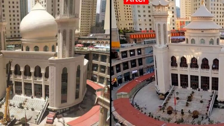 See before-and-after photos of forced mosque alteration in China