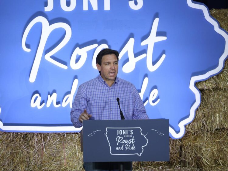 Days after he was criticized for copying Trump’s speech, Ron DeSantis rolled up to an Iowa campaign event with a speech uncannily similar to the one Winston Churchill gave during World War II