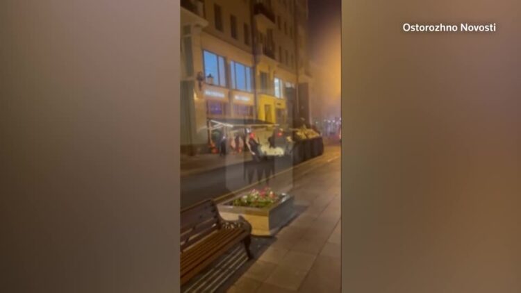 Military vehicles seen in Moscow